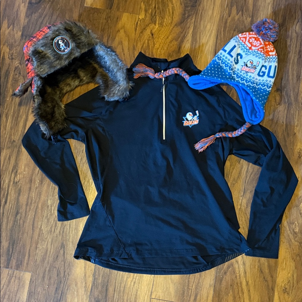 SD GULLS bundle Women’s long sleeve athletic quarter zip and two hats